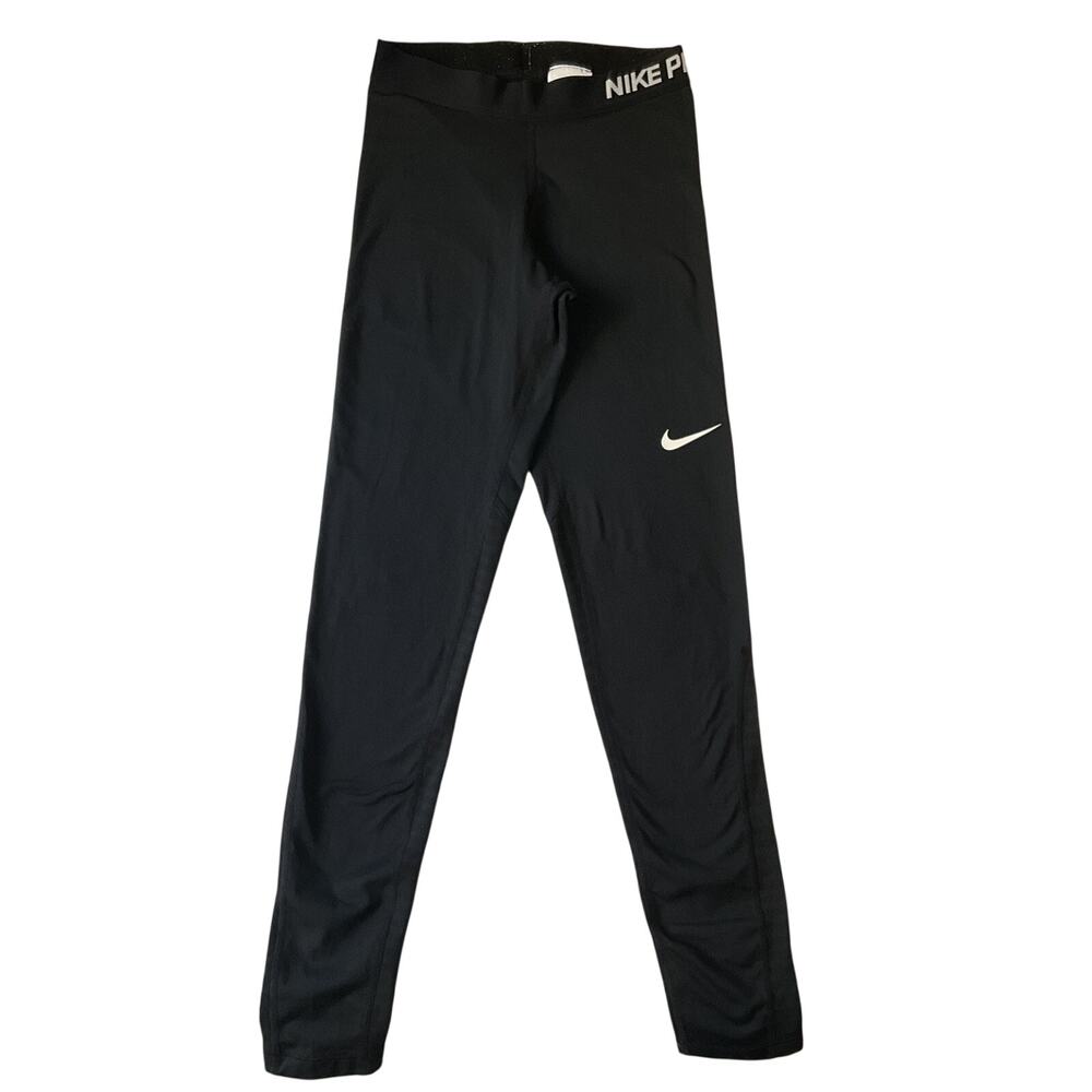 Nike Women Activewear Pants S Black Dri-Fit Yoga Legging Logo 26"Inseam 22”Waist
